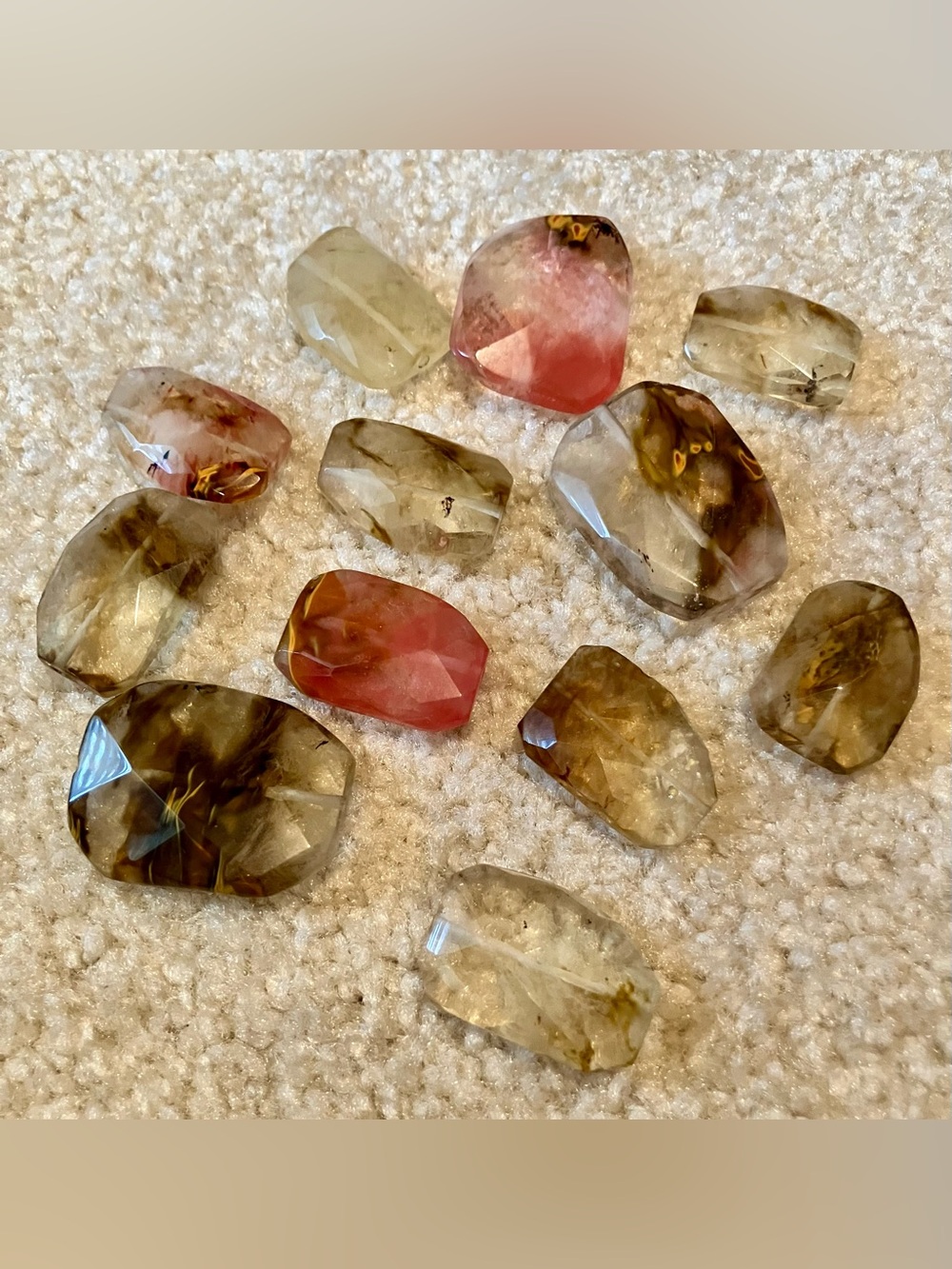 Fire Quartz/Hematoid Quartz/Cherry Quartz Beads Lot of 12 Jewelry Making Beading